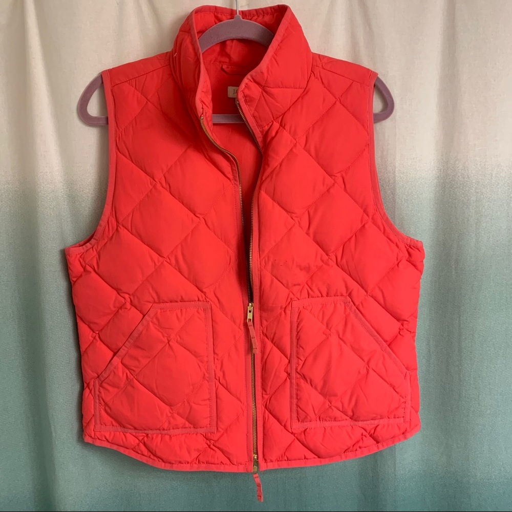 Pink JCrew puffer vest